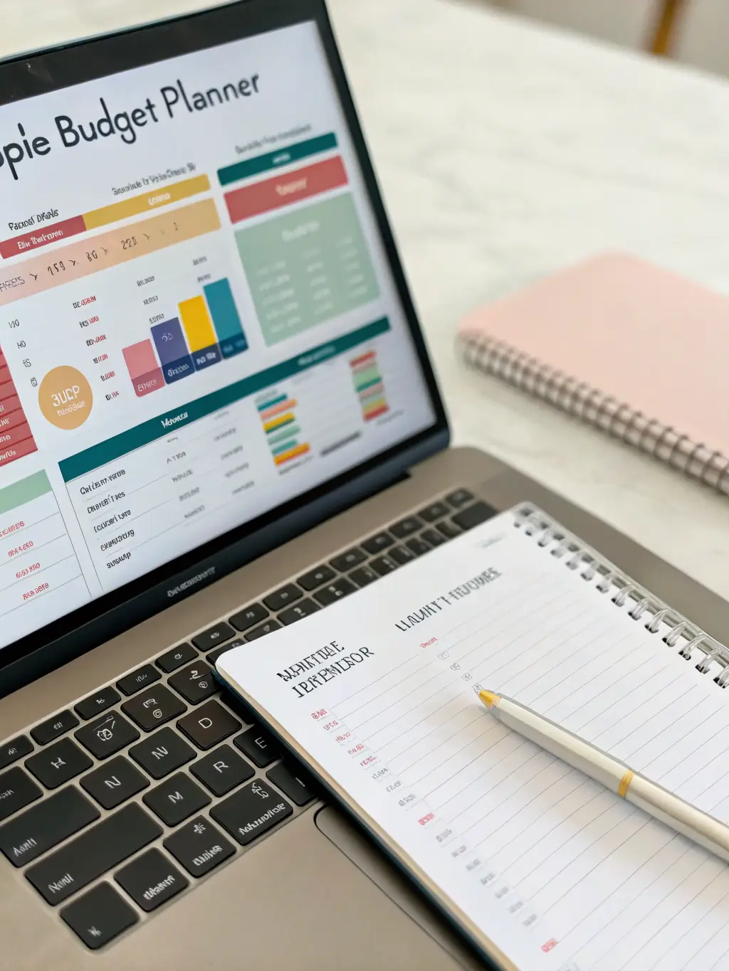 A laptop displaying the Cibi app interface, highlighting tools for budgeting and financial planning, used in the Featured Business Banking Apps section.