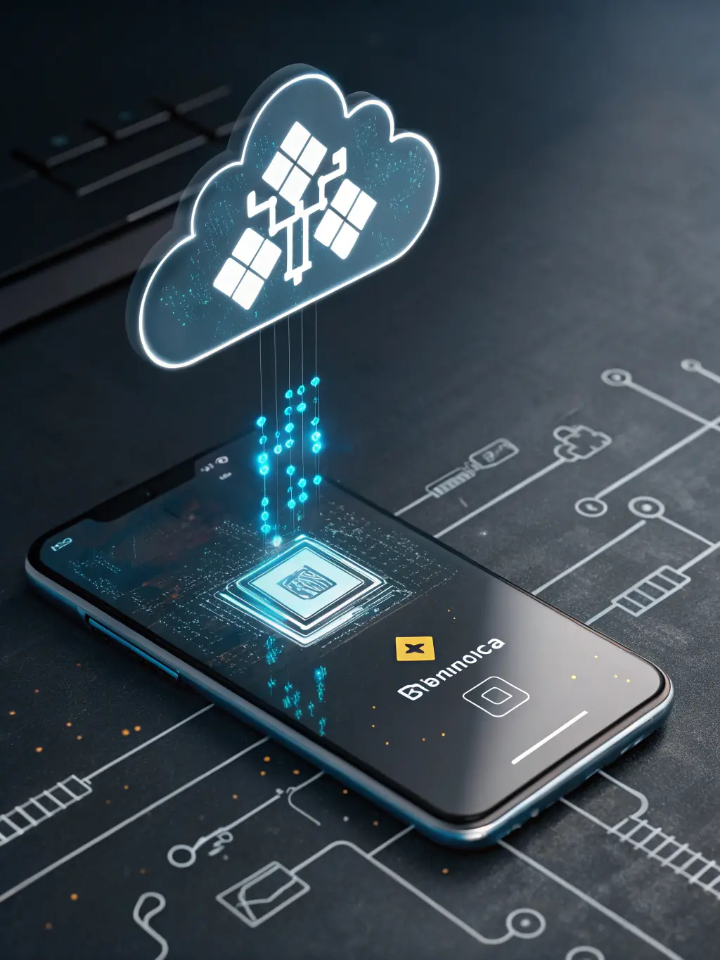 A visual representation of the seamless integration of a business banking app with other financial tools and platforms, such as accounting software.