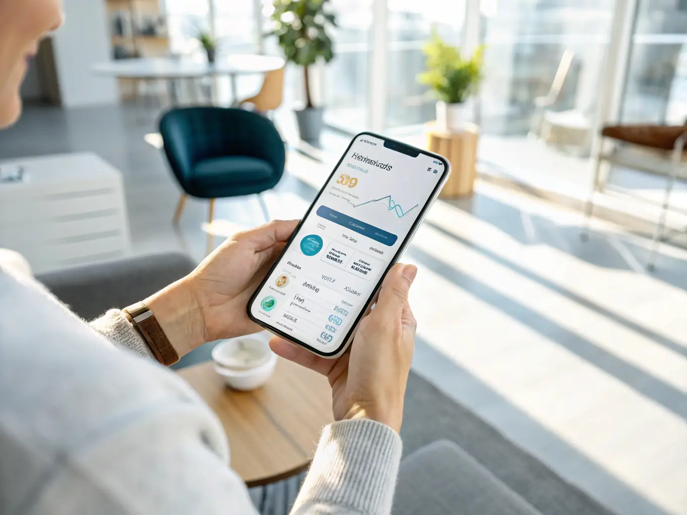 An illustration of a mobile app interface seamlessly integrating with various banking services, such as account management, payments, and transfers, depicted in a clean and modern design.